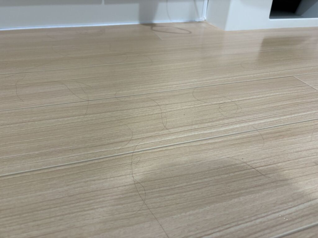 髪の毛が散らばっている脱衣所